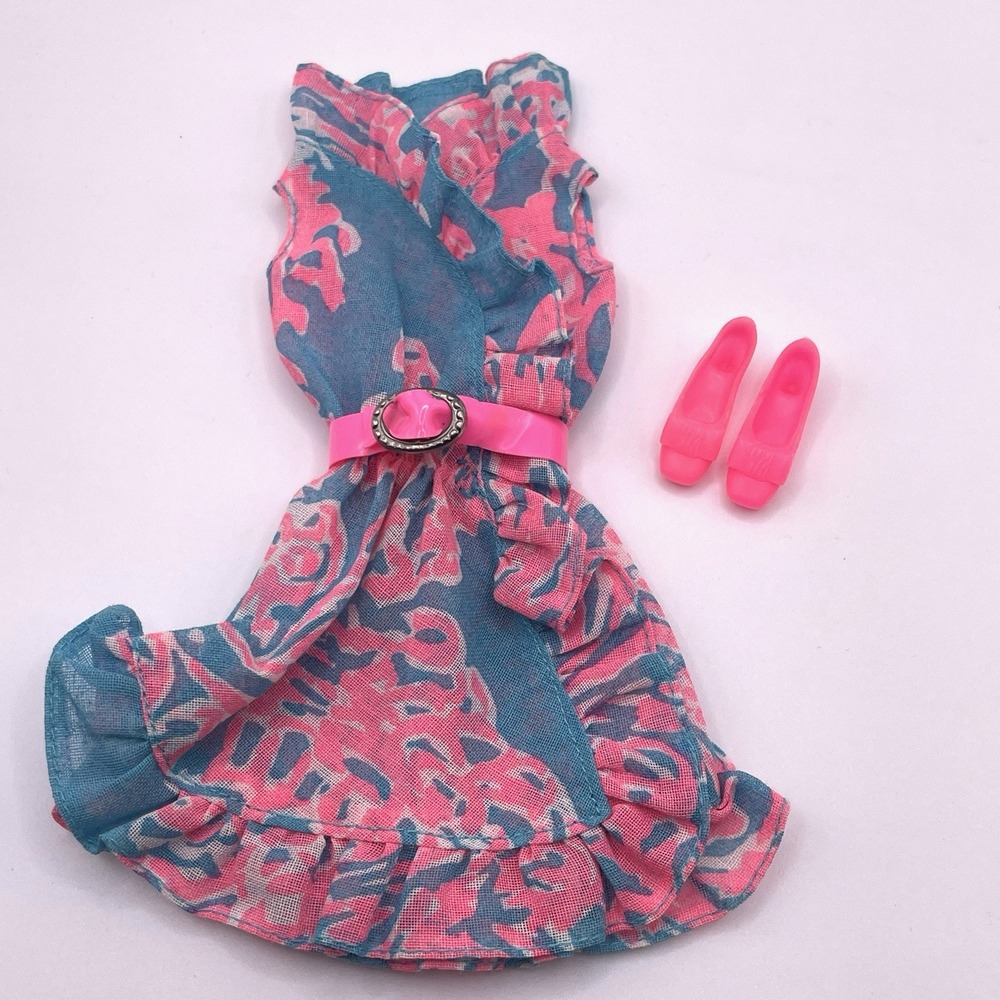Vintage Barbie Ruffles n Swirls 1783 Dress Belt Shoes Mattel 1970